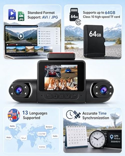 360 Degree View 4 Channel Dash Cam for Cars,Dash Cam Car Camera
