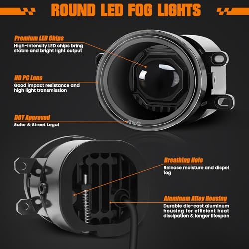 3in Fog Lights Kit with Projector Lens Compatible with JEEP Grand Cherokee, High-Intensity Waterproof