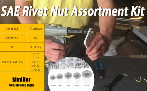 kimllier 150Pcs Rivet Nuts SAE Rivet Nut Assortment Kit Aluminum Threaded