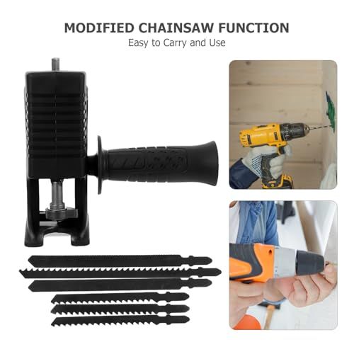 Portable Reciprocating Saw Adapter Kit 7pcs Set for Electric Drills, Black