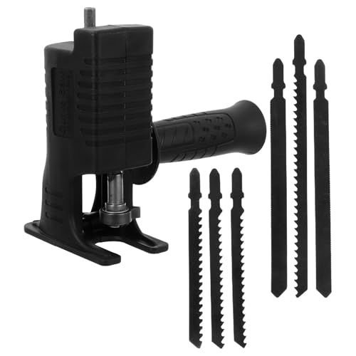 Portable Reciprocating Saw Adapter Kit 7pcs Set for Electric Drills, Black