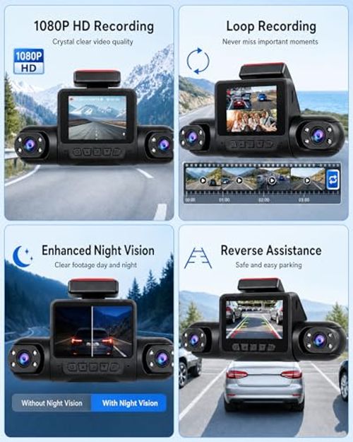 360 Degree View 4 Channel Dash Cam for Cars,Dash Cam Car Camera