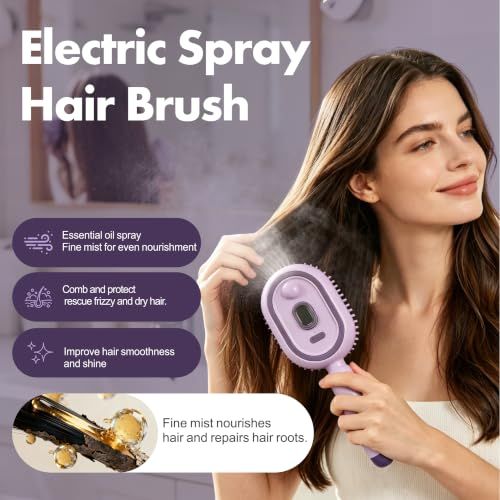 Electric Spray Air Cushion Massage Comb, Steam Brush for Hair, 3-in-1 Electric Spray Hair Brush for Detangling, Anti-Frizz, Scalp Care & Hydration, Wet-Dry Use