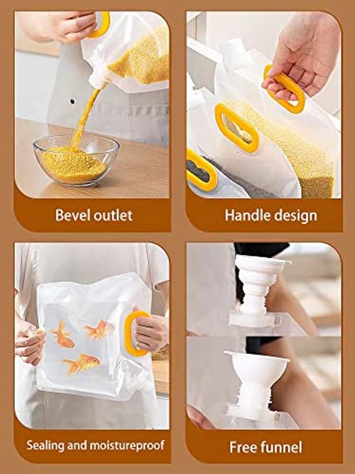 🔥Hot Seller🔥 COD！	Storage Bags for Grains and Cereals – Food-Grade Household Rice Portion Bags: Transparent, Stand-Up, Moisture-Proof, Thickened, with Handles and Pour Spout