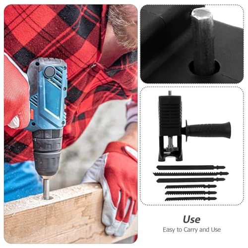 Portable Reciprocating Saw Adapter Kit 7pcs Set for Electric Drills, Black