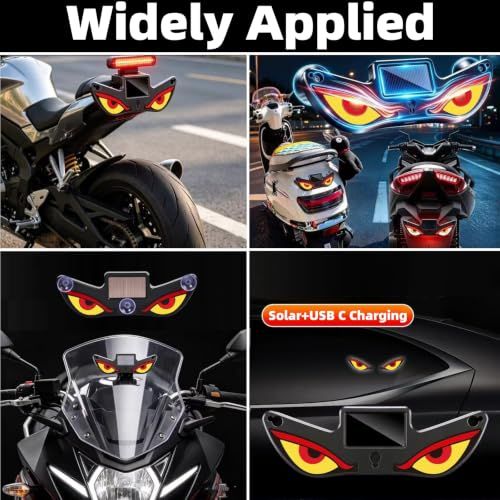 Solar Demon Eye LED Car Wireless Window Light, 4Pack Ambient Warning Lamp
