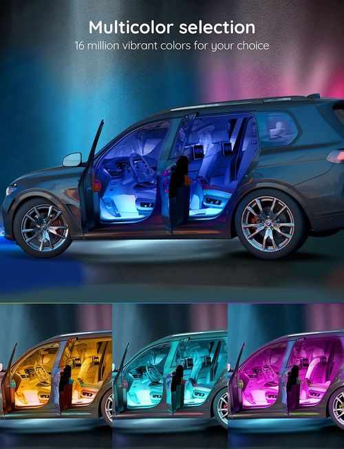 2PCS Car Interior Ambient Lights, Wireless Multicolor Car Strip Lights USB Rechargeable Multicolor RGB LED Strip Light Remote-Sound Control Car Star Ceiling Light with Music Sync