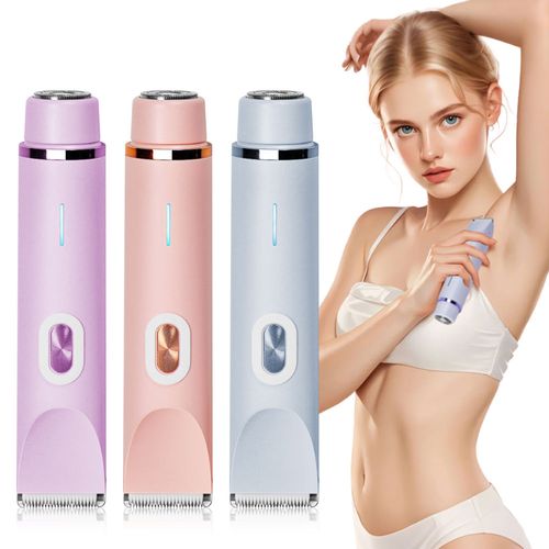 Custom Logo 2 in 1 Lady Waterproof Electric Underarm Shaver Dual Head Bikini Trimmer for Women Leg Arm Body Face