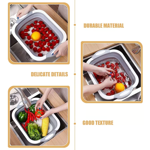 Multifunctional folding cutting board