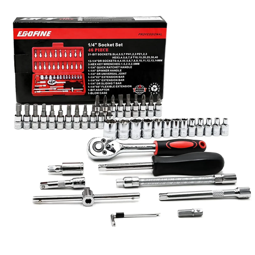 46-piece Auto Repair Tool Set Household Ratchet Wrench Sleeve Socket Screwdriver Tool Box