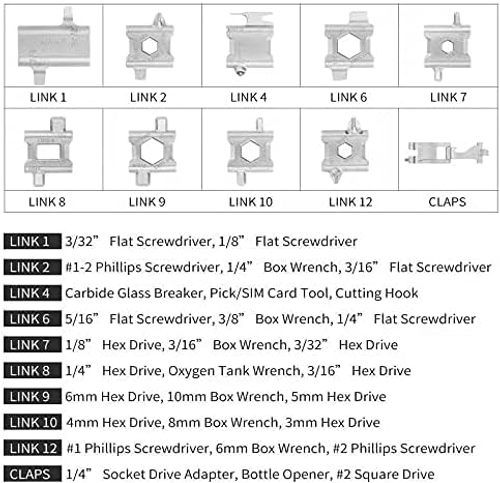 Stainless steel multifunctional outdoor tool chain