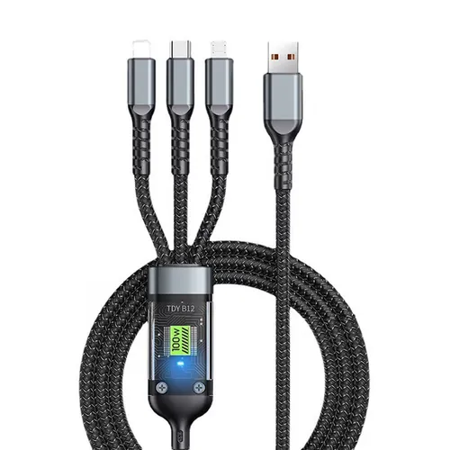 🔥(Buy 1 Get 1 Free)⚡Transparent luminous three-in-one super fast charging cable