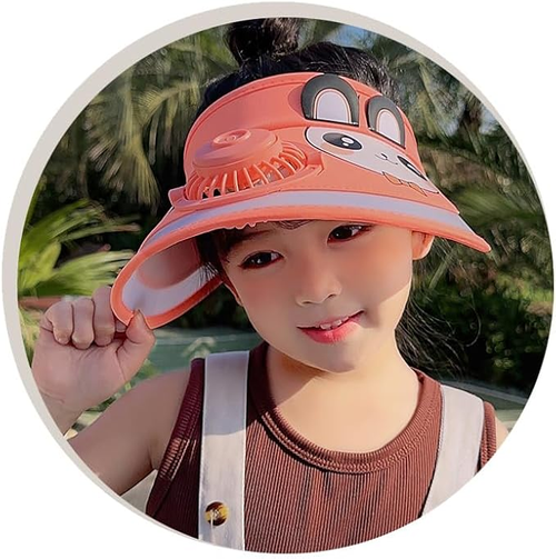 Kids Sun Visor Hat with Fan Cartoon Cute