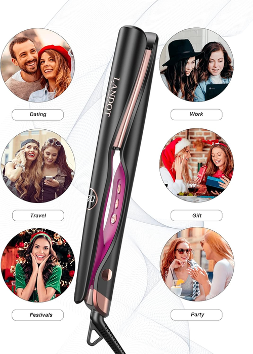LANDOT 2-in-1 Hair Straightener and Curler