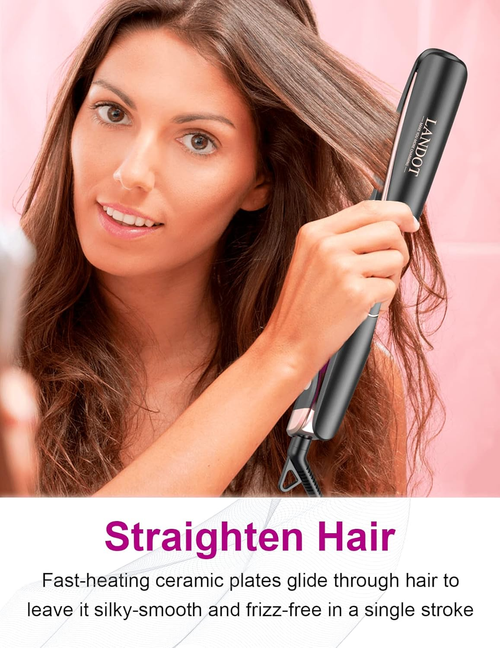 LANDOT 2-in-1 Hair Straightener and Curler
