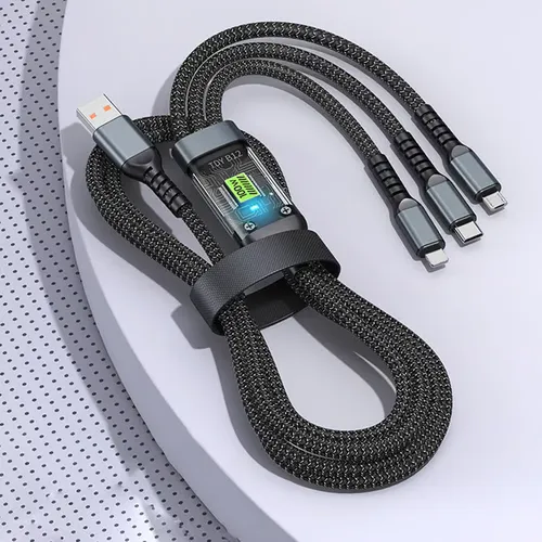 🔥(Buy 1 Get 1 Free)⚡Transparent luminous three-in-one super fast charging cable