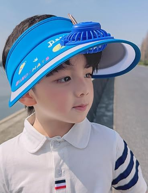 Kids Sun Visor Hat with Fan Cartoon Cute