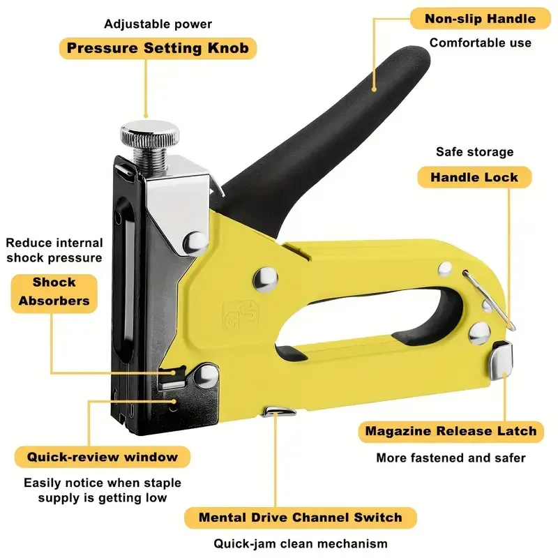 💯4 in 1 heavy-duty Stapler For Diy Home Decor Furniture Wood Frame Stapler, Multi-tool Hand Nail Gun Nail Gun Bandage Pliers🚀