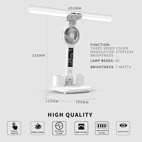 LED fan eye protection desk lamp