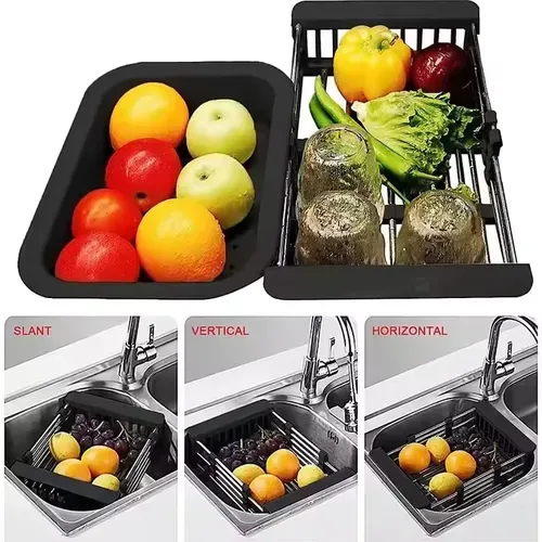 Retractable stainless steel kitchen drain rack