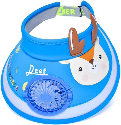 Kids Sun Visor Hat with Fan Cartoon Cute