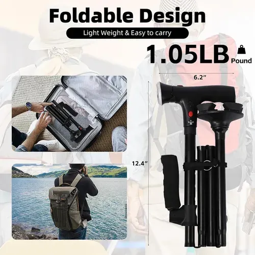 Foldable walking stick for the elderly