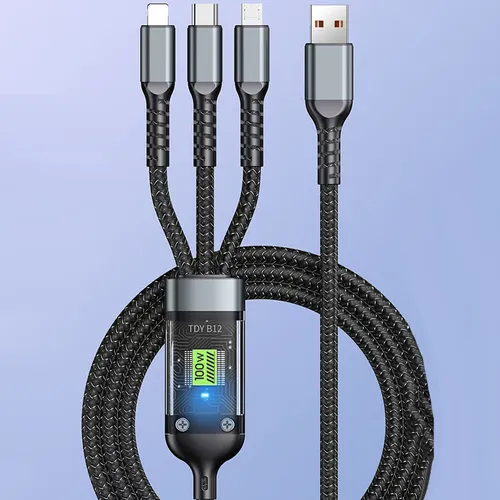 🔥(Buy 1 Get 1 Free)⚡Transparent luminous three-in-one super fast charging cable