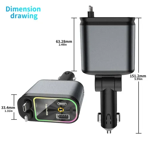 4 in 1 Fast Charging Car Charger 120W with Star💫