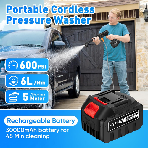 Wireless High Pressure Household Car Washer Rechargeable Water Spray Gun Portable