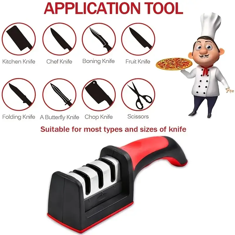 Kitchen Knife Sharpener with Non-Slip Base
