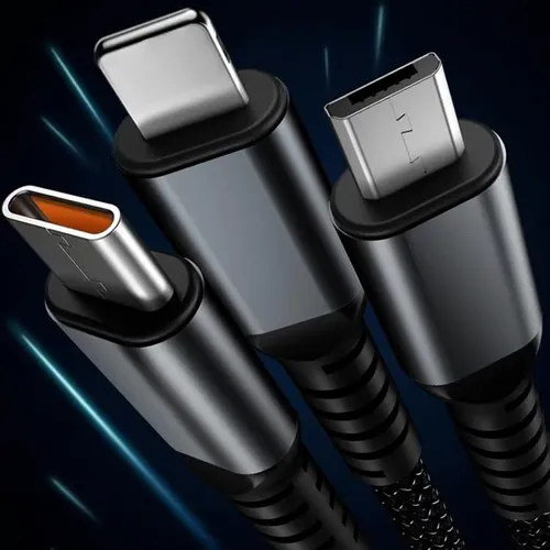 🔥(Buy 1 Get 1 Free)⚡Transparent luminous three-in-one super fast charging cable