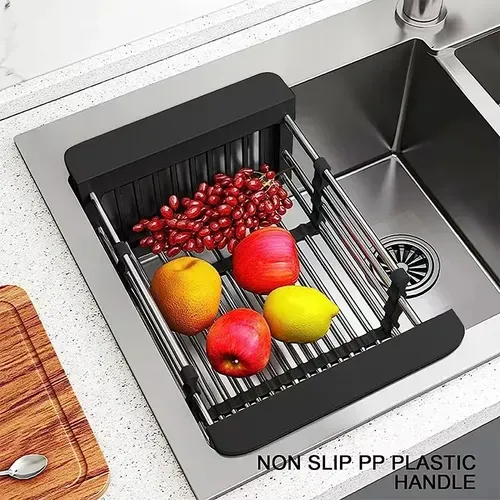 Retractable stainless steel kitchen drain rack
