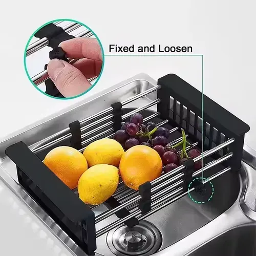 Retractable stainless steel kitchen drain rack