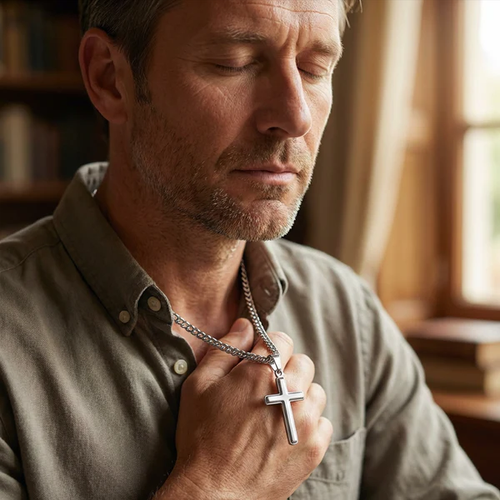 ⛓️ 50% discount! 🙝‍♂️ Stainless steel cross pendant men's necklace - an eternal symbol, made from sustainable materials, with exquisite gift packaging 🎁