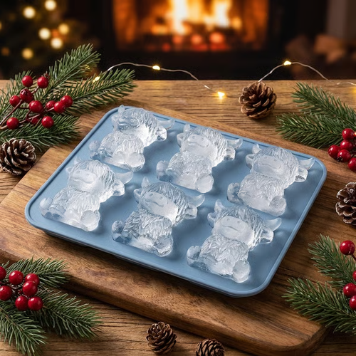 🐮 Mini Highland Cow Ice Cube & Dessert Mold 🧊🍪 Cute 3D Ice for Drinks, Parties & Gifts💕🔥6-Cavity