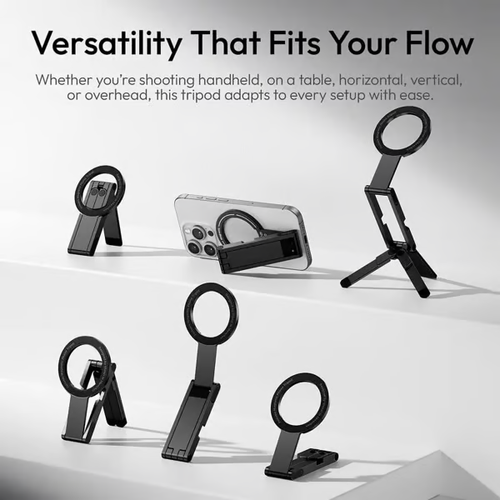 MA60 Magnetic Phone Stand for iPhone – Aluminum Mini Foldable Tripod