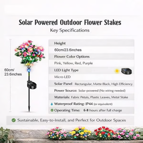 🌸✨ EverGlow Memorial Garden Bloom Lights – Featuring Ultra-Realistic Artificial Petals, Solar-Powered & Weatherproof🏡🌪️(1Pcs)(Glowing Pink)