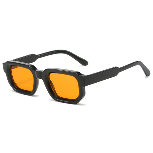 🕶️🔆  （buy one get one free）Pack Vintage Rectangle Frame Sunglasses for Men & Women with UV400 Protection（Black & Orange）