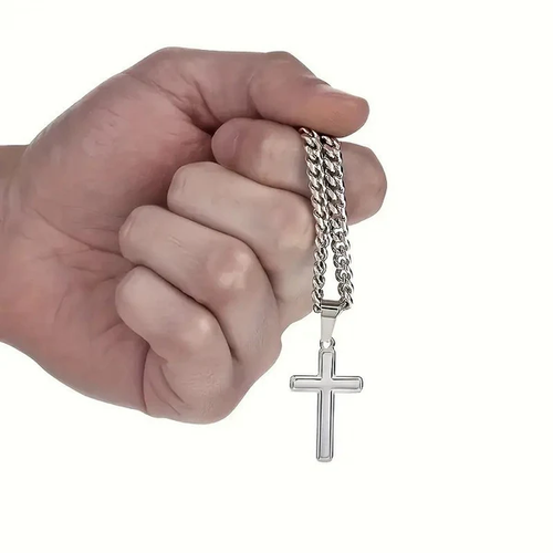 ⛓️ 50% discount! 🙝‍♂️ Stainless steel cross pendant men's necklace - an eternal symbol, made from sustainable materials, with exquisite gift packaging 🎁