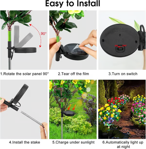 🌸✨ EverGlow Memorial Garden Bloom Lights – Featuring Ultra-Realistic Artificial Petals, Solar-Powered & Weatherproof🏡🌪️(1Pcs)(Glowing Pink)