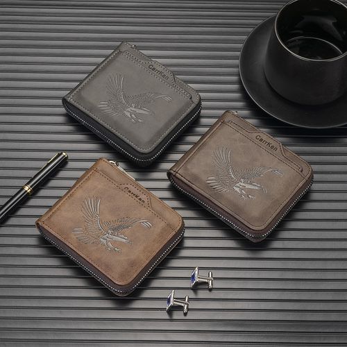 New Horizontal Men's Wallet Stylish Compact Vintage Embossed Billfold Multi-Card Compartment ID Holder