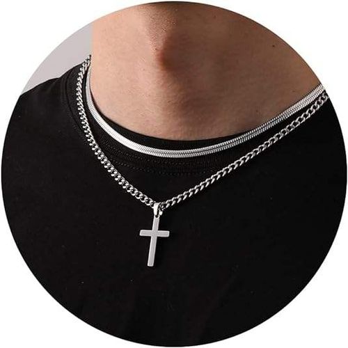 Men's Waterproof Stainless Steel Cross Pendant Necklace
