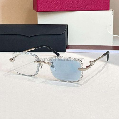 France's new high-quality rimless color-changing glasses women's men's diamond-cut sunglasses