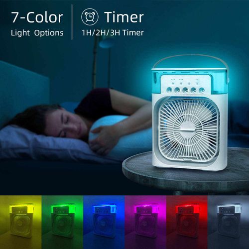 Portable Ice Fan Air Cooler with Water for Frost Cube Fan 3 in 1 Mist Mini Evaporative Cooling Fan with LED Timer