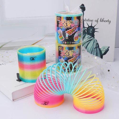 Wholesale 9*8.3CM Unisex Early Educational Rainbow Circle Toy Kids' Classic Colorful Magic Slinkying Toy Spring Plastic Gifts