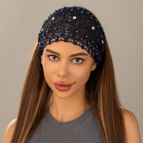 Floral Headband New Lace-Up Design Wide-Brim American Style Pearl Accents Women's Velvet Hair Accessory