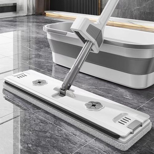 Durable Flat Mop with Microfiber Pad and Sliding Handle for Free Hand Washing mop