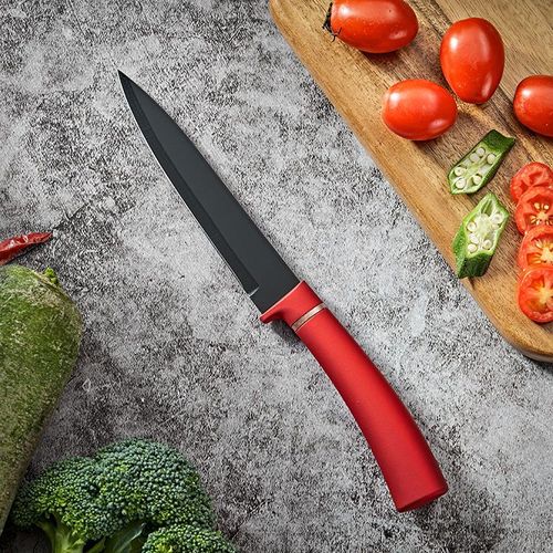 Red-handled, black-bladed kitchen knife set – making cooking an enjoyable experience!(1 box-5pcs)