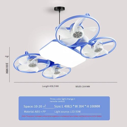 Best-selling drone fan lamp, LED ceiling lamp, foldable three-color lighting ceiling fan lamp