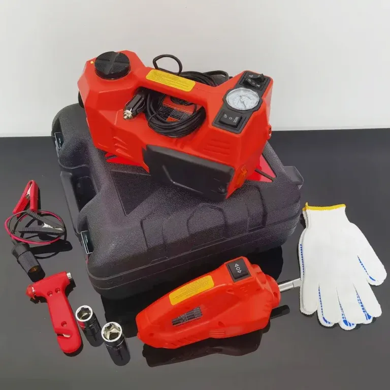 5 in 1 Electric Hydraulic Car Jack 12V with Inflator Pump + LED Light + TIRE WRENCH